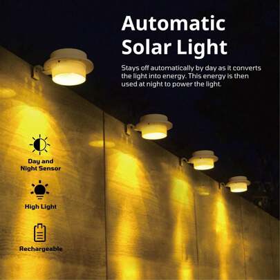 Solar Gutter Lights Upgraded 3 LED Outdoor Waterproof Fence Post Lights Dark Sensing Auto On/Off Solar Deck Lights For Eaves Garden Backyard Patio