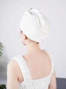SHEIN X Milania Coral Velvet Solid Color Hook And Loop Bathrobe + Shower Cap, Fashionable Item, Super Soft & Absorbent, Skin-Friendly, Romantic Style, Suitable For Couples, Ideal For Home, Bathroom, Gym, Hotel, Essential For Daily Use, Great Gift For Valentine's Day Or Mother's Day