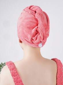 SHEIN X Milania Coral Velvet Solid Color Hook And Loop Bathrobe + Shower Cap, Fashionable Item, Super Soft & Absorbent, Skin-Friendly, Romantic Style, Suitable For Couples, Ideal For Home, Bathroom, Gym, Hotel, Essential For Daily Use, Great Gift For Valentine's Day Or Mother's Day