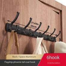 1pc Heavy Duty Aluminum Alloy Wall Mounted Clothes Hooks, No Drilling Needed, Suitable For Entryway, Closet, Kitchen, Bathroom Storage