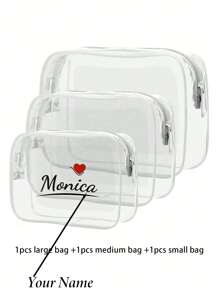 Customized Name Fashionable And Simple Men's And Women's Toiletry Bag, Waterproof Transparent Cosmetic Bag, Cosmetics Storage, Lotion Storage, Wallet Card Bag Mobile Phone Storage, Suitable For Travel, Unisex, Can Be Carried On The Plane, Must-Have For Postmen, Must-Have For Back To School, Travel Accessories, Makeup Bag