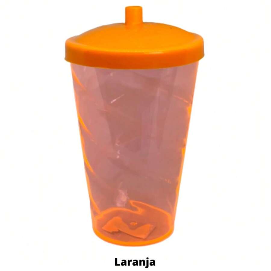 15 Twister Cups 400ML Colored Lid And Transparent Straw - 橘色七彩杯 - 查看 1