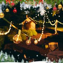 10-200FT G40 Indoor & Outdoor String Lights, LED Bulbs, 2700K Warm White,Shatter-Resistant Retro Fashion Ball Strings, Easy To Install, Perfect For Porch, Backyard, Outdoor Camping, Christmas Decoration, Family Party, Friends And Classmates Party Decoration. - 查看 10