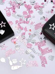 1 confezione Coriandoli per compleanno rosa, oro rosa, argento, coriandoli a forma di stelle con scritto "Buon compleanno" per torte, palloncini e decorazione di feste di compleanno, matrimoni, anniversari, baby shower, adatti per decorare tavoli e ambienti.