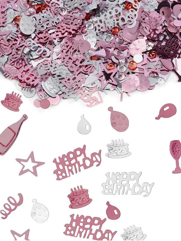 1 confezione Coriandoli per compleanno rosa, oro rosa, argento, coriandoli a forma di stelle con scritto "Buon compleanno" per torte, palloncini e decorazione di feste di compleanno, matrimoni, anniversari, baby shower, adatti per decorare tavoli e ambienti.