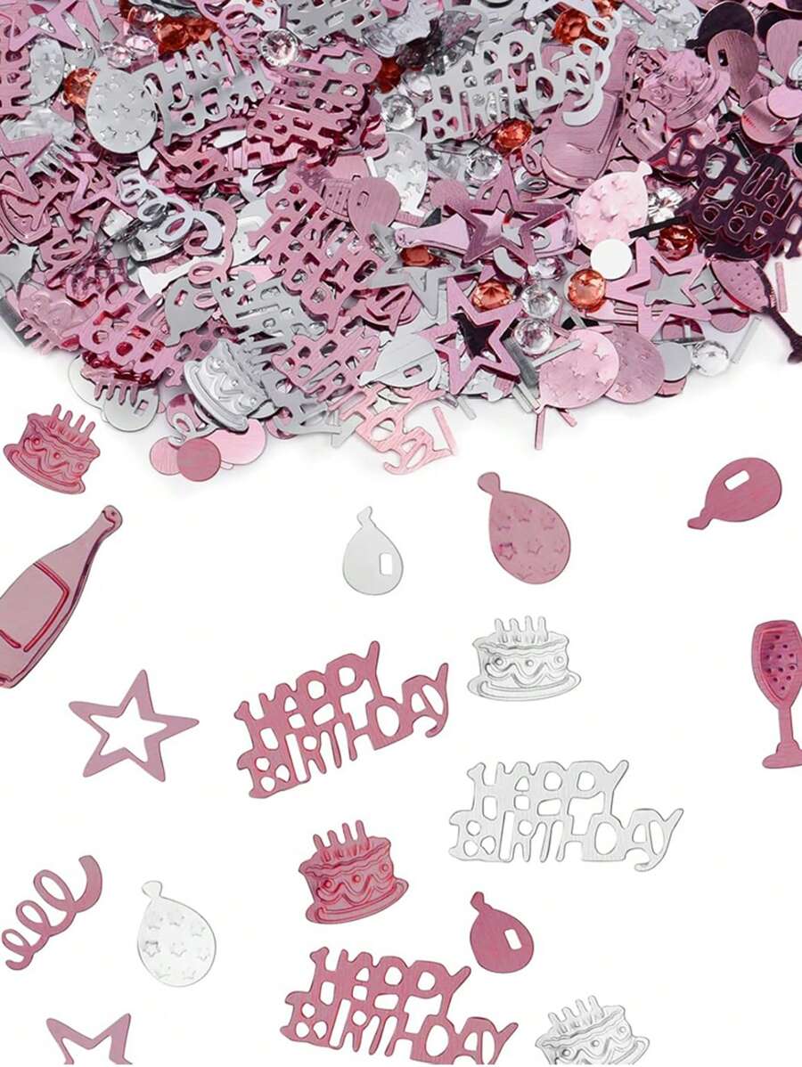 1 confezione Coriandoli per compleanno rosa, oro rosa, argento, coriandoli a forma di stelle con scritto "Buon compleanno" per torte, palloncini e decorazione di feste di compleanno, matrimoni, anniversari, baby shower, adatti per decorare tavoli e ambienti.