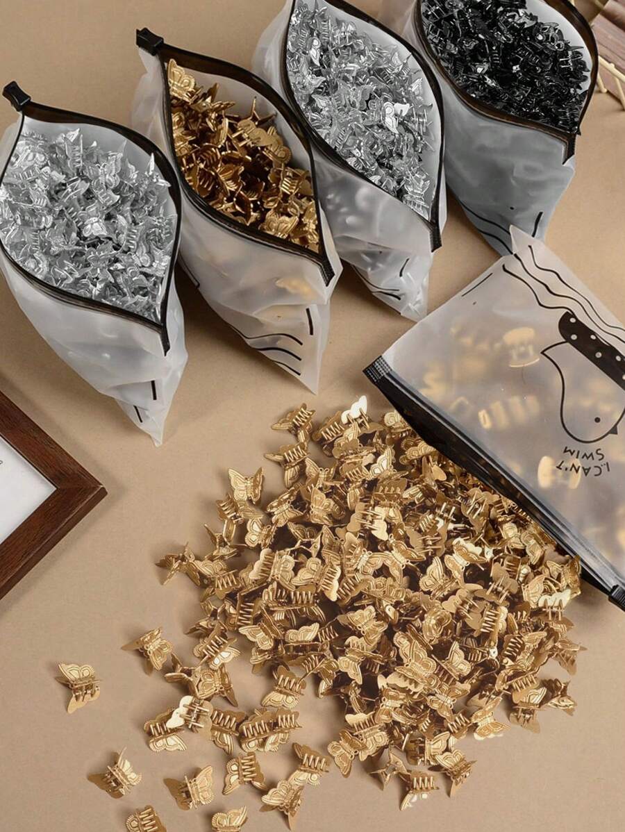 80 件/50 个电镀迷你蝴蝶发夹爪形发夹混色迷你下颌夹可爱发夹发饰适合女士女孩，爪夹秋冬度假装女士 - 混色 - 查看 1