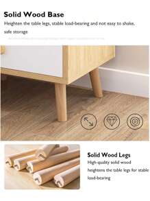 Mesita de noche para dormitorio,  mesas auxiliares de mesita de noche - Beis - Ver 7