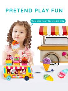 Multi-pieza Carrito de Juguete de Helados para Niños, Juego de Emparejamiento de Formas, Juguete Educativo Temprano para Niños de 2 a 5 Años