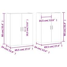 Wall Mounted Storage Cabinets Set Of Two Concrete Grey 69.4x90 Cm Stylish Modern Design For Home Or Office Organization - Grey - View 11