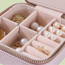 1个便携式化妆品桌面收纳盒，珠宝盒，可收纳项链、戒指、耳环，优雅精致的珠宝整理盒，房间装饰 - 彩色 - 查看 7