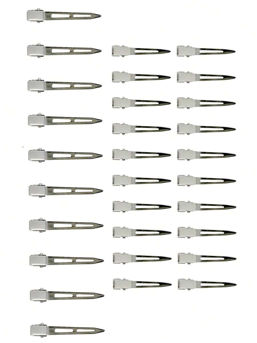 30入組金屬鴨嘴夾,可用於女性造型分段,銀色長髮髮夾,鱷魚彎曲卷夾,針對厚髮捲髮設計的夾子,適用於沙龍,造型師,弓結diy等休閒場合 - 銀色 - 查看 1