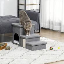 3 Steps Portable Dog Puppy Ladder Doggy Pet Soft Stairs Ramp Storage Boxes - Grey - View 8