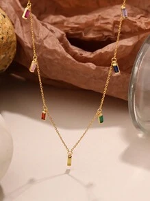1pc Exquisite Seven-Color Tassel Necklace, S925 Pure Silver Luxury Fashion Necklace, Exquisite Jewelry Gift, Suitable For Girls To Wear Daily And Decorate On Dates.
