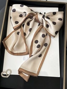 1 件简约优雅波尔卡圆点缎面方巾，女士双层缎带围巾，可作为手提包装饰、腰带、颈巾、头巾，提升您的外观 - 彩色 - 查看 10