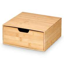 Caja de bambú cuadrada con cajón, 30 x 30 x 10 cm - Amarillo - Ver 5