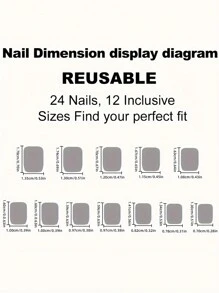 24Pcs Elegant Square Cactus Cute Floral Nail Art Stickers, Detachable Nail Decorations Press On Nails Nail Supplies Nails - Green - View 5