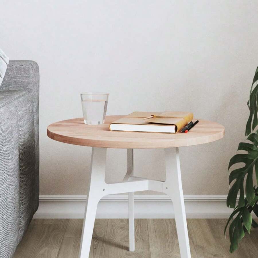 Round 40cm Solid Beech Wood Table Top 1.5cm Thickness Premium Quality Natural Finish - Marrón - Ver 1
