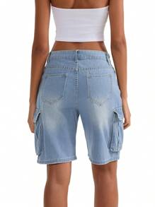 Loose Straight Leg Jeans, Pocket Loose Style Street Fashion Brand Loose Jeans, Women's Jeans And Clothing - 天藍色 - 查看 3