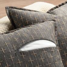 1pc Linen Jacquard Farmhouse Style Cushion Cover, Minimalist & Casual For Daily Use