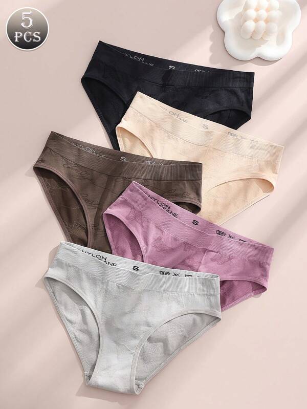 DORSU 5 Pcs Women's Briefs, Simple, Sexy, Comfortable, Seamless, Hip Panties, Butterfly, Cute Panties