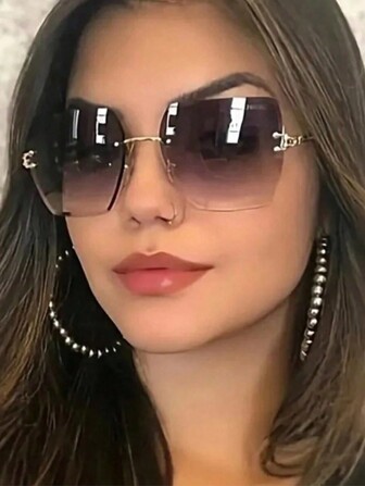 Neue vintage klassische asymmetrische quadratische randlose Metallrahmen Mode Brillen, modischer unisex Street-Style Brillen für Partys, täglichen Gebrauch, Outdoor, Strand für Sommerurlaub, Outdoor, Reisen