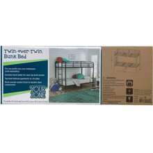 Your Zone Kids Metal Twin Over Twin Quad Bunk Bed With Ladder And Guardrails, Black - 黑色 - 查看 8