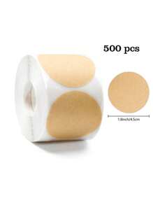 500张/卷天然棕色牛皮纸自粘贴纸，适用于容器标签、外卖封条、物品分类、定制姓名标签、珍珠奶茶、烘焙、1英寸/1.5英寸/1.8英寸PVC不干胶贴纸、学校用品、返校