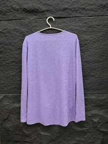 不对称下摆纽扣长袖T恤，春秋季休闲装