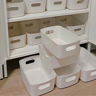 10 个带手柄的多用途塑料储物箱 - 适用于厨房、浴室、卧室、客厅和办公桌的多功能收纳盒 - 耐用的 Pp 材料，多种颜色可选 塑料抽屉储物收纳盒 塑料储物箱