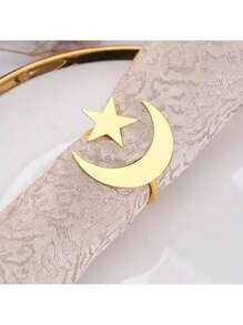 5 pièces Porte-serviettes étoile et lune, convient pour anniversaire, mariage, Saint-Valentin, Pâques, décoration de table, fête, rassemblement familial, décoration de la maison, fournitures pour fête à thème, accessoires de cuisine