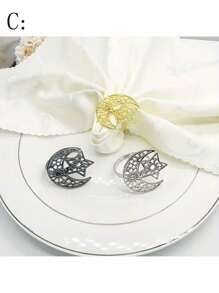 5 pièces Porte-serviettes étoile et lune, convient pour anniversaire, mariage, Saint-Valentin, Pâques, décoration de table, fête, rassemblement familial, décoration de la maison, fournitures pour fête à thème, accessoires de cuisine