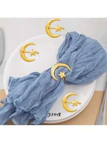 5 pièces Porte-serviettes étoile et lune, convient pour anniversaire, mariage, Saint-Valentin, Pâques, décoration de table, fête, rassemblement familial, décoration de la maison, fournitures pour fête à thème, accessoires de cuisine