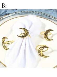 5 pièces Porte-serviettes étoile et lune, convient pour anniversaire, mariage, Saint-Valentin, Pâques, décoration de table, fête, rassemblement familial, décoration de la maison, fournitures pour fête à thème, accessoires de cuisine