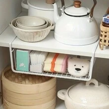 2pcs/1pc Under-Desk Hanging Layered Storage Basket, Student Dorm Room Wardrobe Desk Organizer Rack, Kitchen Spice Rack