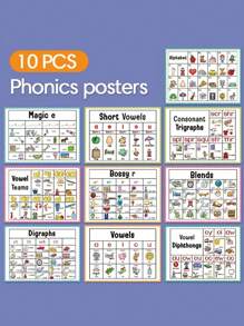 10pcs/Set English Phonetic Alphabet Word Learning Poster, Kindergarten/School Educational Posters For Classroom Decoration - Multicolor - View 4