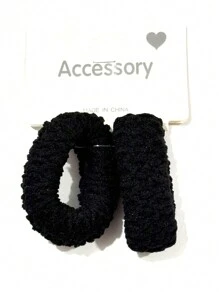 24Pcs High Elastic Hair Rope Net Durable Thick Hair Accessories - màu đen - Xem 3