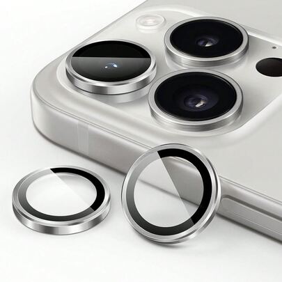 Yezodawee 3 piezas Protector de lente de cámara de vidrio templado de alta definición ultra claro compatible con iPhone 16 Pro Max, resistente a los arañazos, cubierta de lente de vidrio templado ultra delgada de 9H, anillo protector de cámara a prueba de golpes, también compatible con iPhone 17 Pro Max, 17 Pro, 17 Air, 17, 15 Pro Max, 14 Plus, 13, 12, 11, 15 Pro, 15 Plus, 14 Pro - Ajuste perfecto, resistente a los arañazos, compatible con fundas de teléfono - Plata