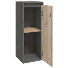 Gray Solid Pine Wood Wall Cabinets Set Of 2 30x80 Cm Ideal Storage Solution For Home Or Office - 灰色 - 查看 6