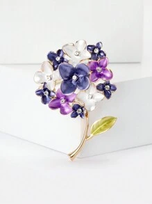 1 件金属花胸针，带彩色水钻装饰，女士发夹，适合情人节日常佩戴 - 花 - 查看 14