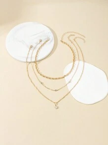 Shescity 1 Set Of 3 Pieces Stylish Zirconia Pendant Necklace Set Suitable For Women's Daily Banquet Wear