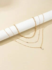 Shescity 1 Set Of 3 Pieces Stylish Zirconia Pendant Necklace Set Suitable For Women's Daily Banquet Wear