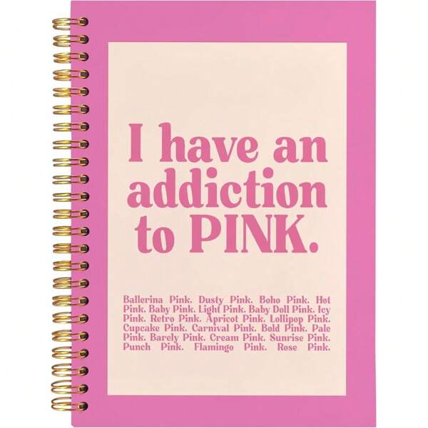 Chic Pink Spiral Notebook - 13.97x21.08cm Hardcover Journal, Aesthetic Office Supplies For Women, Daily Desk Accessory,-Taking Diary With 50 Pages-A Diary With The Weekday Signs , Weather Signs,Memo No.And Date Signs,School Supplies,Back To School