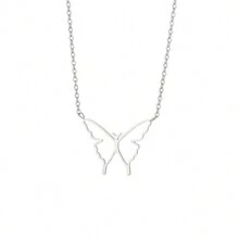 1pc Hollow Butterfly Necklace For Women, Simple & Versatile Stainless Steel Accessory - Multicolor - View 3