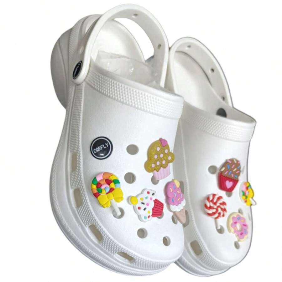 BABOOCHE WOMEN CLOG 2024 Slippers DIY Button Hole Garden Shoes 2024 Summer Women Fashion Thick Soled Sandals - 白色 - 查看 1