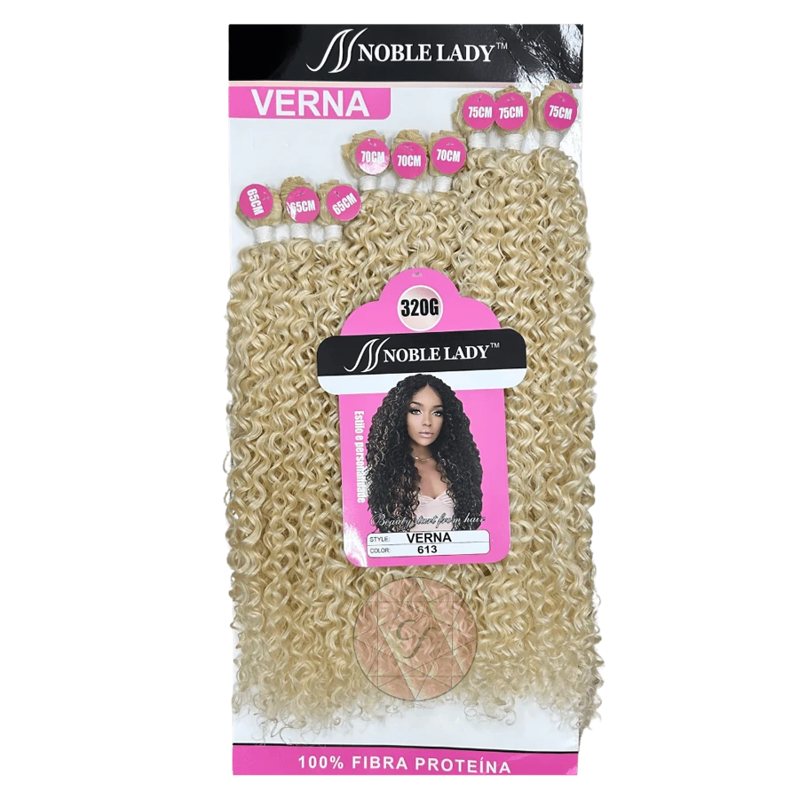 Curly Hair For Interlacing Verna Noble Lady Protein Fiber 75cm - 9 Screens - 320g - Blonde Highlight - View 1