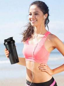 1 pieza Botella agitadora de 400ML con asa clásica, a prueba de fugas, con escala, un pequeño batidor de varilla de acero inoxidable, certificada PP5, apta para lavavajillas, taza de mezcla de proteínas en polvo para deporte y fitness, taza de agua, taza de café, taza de batido grande, con bola de agitación de metal, para mezclar bebidas de proteínas en polvo, botella de agua deportiva, adecuada para gimnasio, escuela, parque infantil, trabajo y otros usos