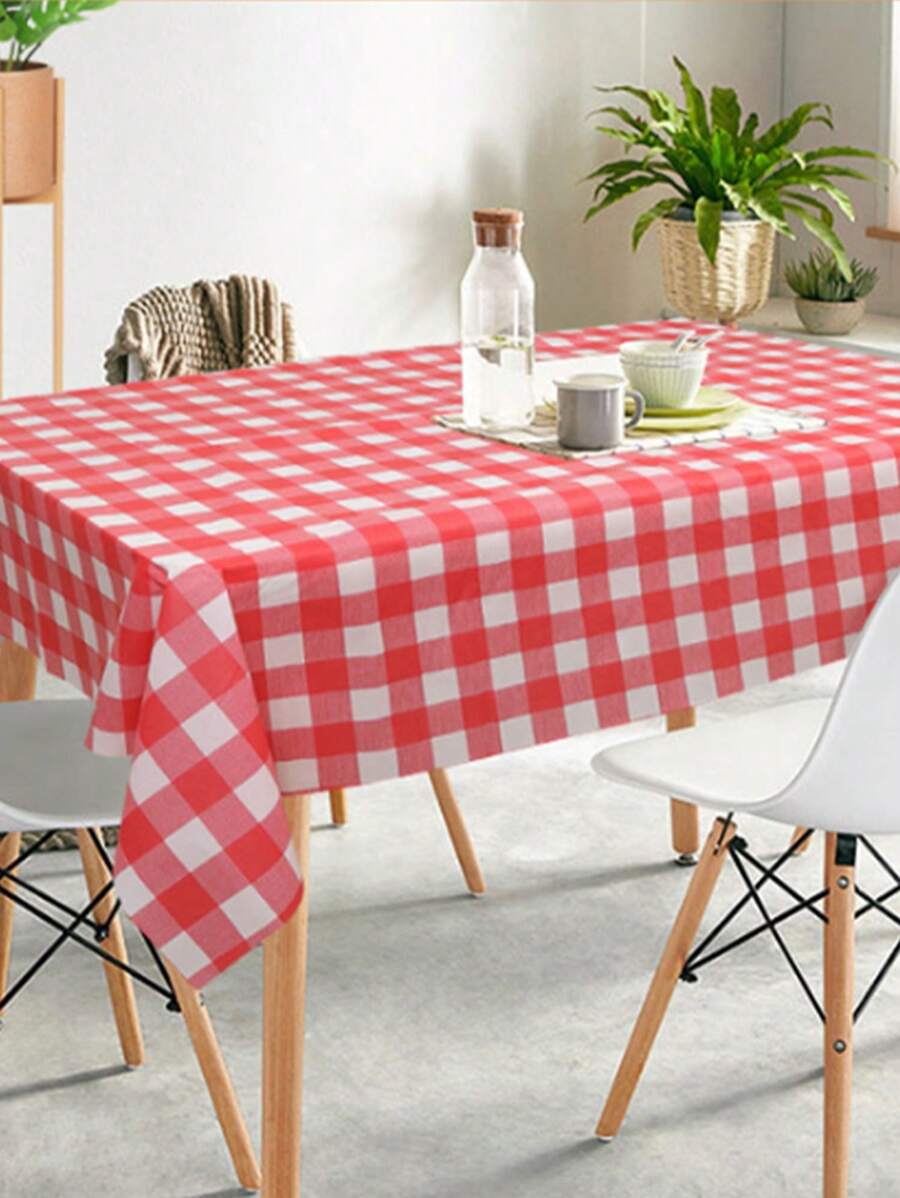 1 块格子桌布适用于厨房、客厅、餐厅、野餐、派对装饰 - 紅白色 - 查看 1