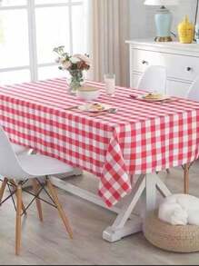 1 块格子桌布适用于厨房、客厅、餐厅、野餐、派对装饰 - 紅白色 - 查看 3