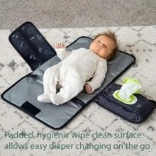 Foldable Diaper Changing Bag, Portable Waterproof Diaper Changing Pad With Built-In Pillow, Baby Shower Gift, Outdoor Travel Mommy Bag - Black - View 4